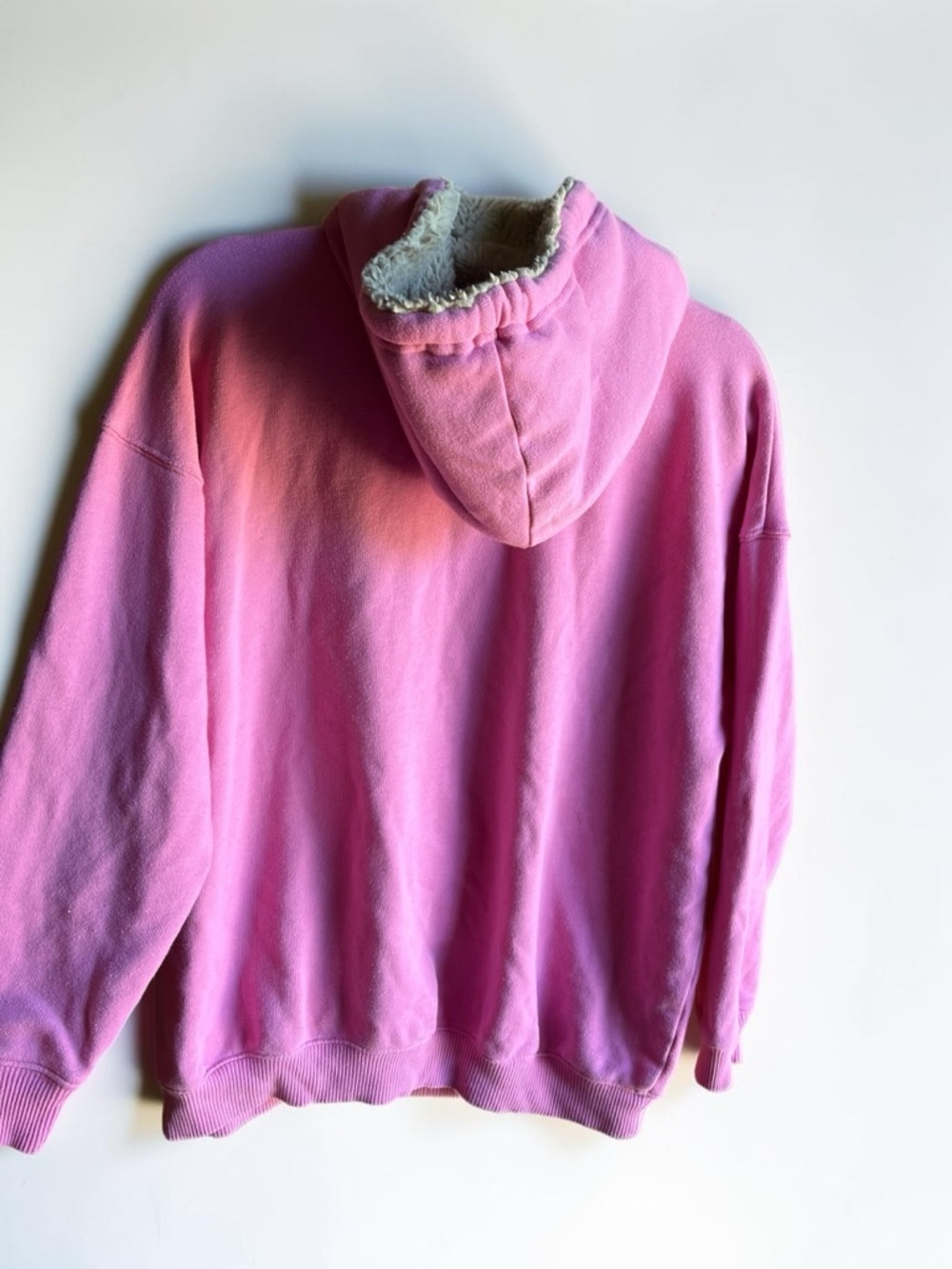 Aerie Pink Pullover Hoodie - Women's Drawstring with Fur Trim Size XS - Picture 5 of 5